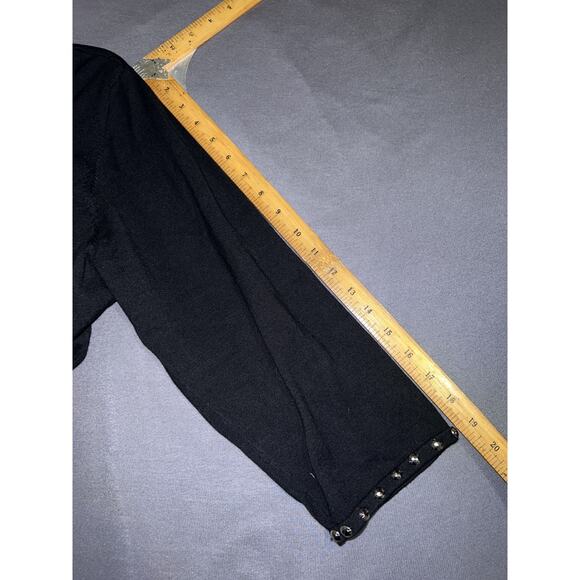 New ASHLEY STEWART Top Sz 18/20 Black Nailhead Stud Strappy Neck Knit Pullover - Picture 8 of 10